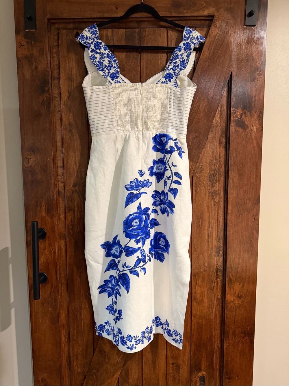 FARM Rio White Midi Dress with Blue Floral Print - Picture 10 of 14